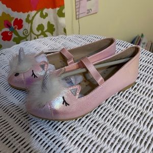 Shiny pink slip on unicorn flats